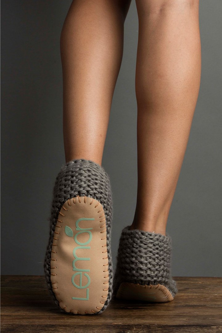 Cable Knit  Soft Round-Toe  Ankle-Length  Low-Cut  Easy Slip-On  Hand-Knit Sole  Multicolor  Indoor Bootie Slipper in Flannel