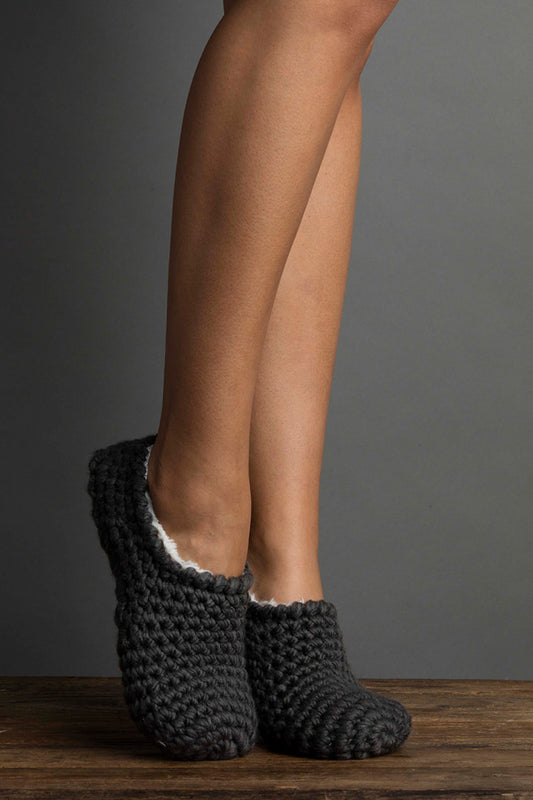 Low Cut  Cable Knit  Soft Warm  Below The Ankle Length  Berber Lining  Snug Fit  Easy Slip On  Hand Knitted Sole  Bootie Sock-Like Slipper