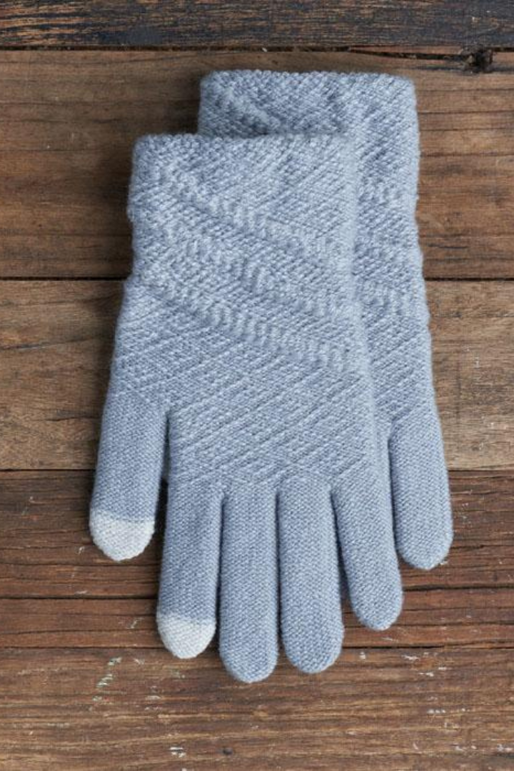 Cute Printed Mittens  Warm  Lightweight  Sophisticated  Ribbed Detailing  Touchscreen Friendly Finger Tips  2 touchable fingers (thumb & forefinger) Stylish Fashionable Tech Gloves in Baby Blue